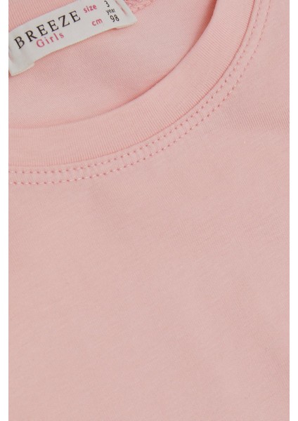 Kız Çocuk Uzun Kollu Tişört Sevimli Tavşancık Baskılı Omzu Fırfırlı 1-4 Yaş, Pembe modelleri