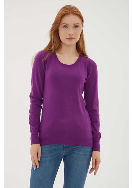 Bisiklet Yaka Slim Fit Ince Triko Kazak Bayan Kazak 23K0779K1