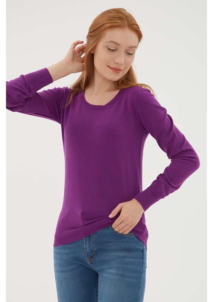 Bisiklet Yaka Slim Fit Ince Triko Kazak Bayan Kazak 23K0779K1 fırsatları