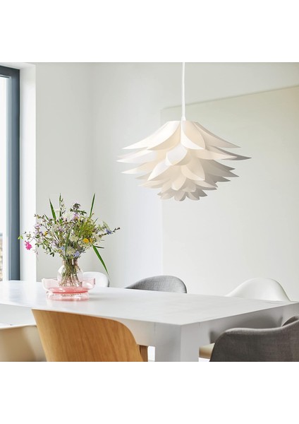 Lotus Tasarımlı Yapboz Lamba - Dıy Montaj Aydınlatma Abajur - Işık Dekorasyonu Çiçekler Oturma Odası Yatak Odası - Süspansiyon Veya Yer Lambası - Beyaz (Yurt Dışından) modelleri