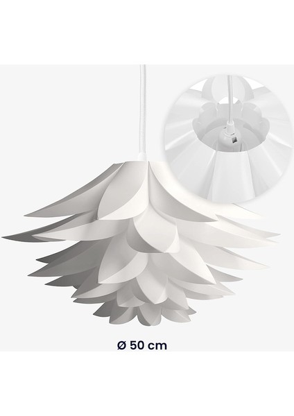 Lotus Tasarımlı Yapboz Lamba - Dıy Montaj Aydınlatma Abajur - Işık Dekorasyonu Çiçekler Oturma Odası Yatak Odası - Süspansiyon Veya Yer Lambası - Beyaz (Yurt Dışından) indirimleri