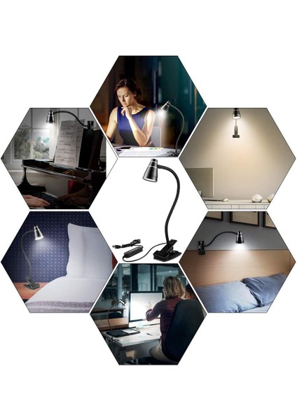 USB LED Klipsli Masa Lambası - 5W 360°ESNEK LED Klipsli Masa Lambası, 3 Renk ve 10 Ayarlanabilir Parlaklık, Klipsli Yatak/masa/başucu/kitap Için Okuma Lambası (Yurt Dışından) fiyatları