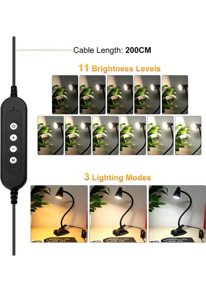 USB LED Klipsli Masa Lambası - 5W 360°ESNEK LED Klipsli Masa Lambası, 3 Renk ve 10 Ayarlanabilir Parlaklık, Klipsli Yatak/masa/başucu/kitap Için Okuma Lambası (Yurt Dışından) modelleri