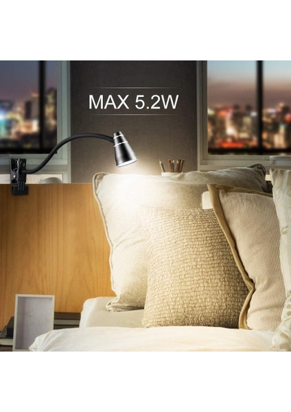 USB LED Klipsli Masa Lambası - 5W 360°ESNEK LED Klipsli Masa Lambası, 3 Renk ve 10 Ayarlanabilir Parlaklık, Klipsli Yatak/masa/başucu/kitap Için Okuma Lambası (Yurt Dışından) fırsatları