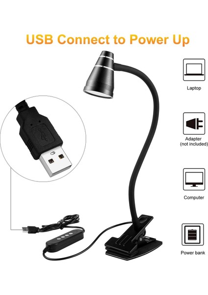 USB LED Klipsli Masa Lambası - 5W 360°ESNEK LED Klipsli Masa Lambası, 3 Renk ve 10 Ayarlanabilir Parlaklık, Klipsli Yatak/masa/başucu/kitap Için Okuma Lambası (Yurt Dışından) indirimleri