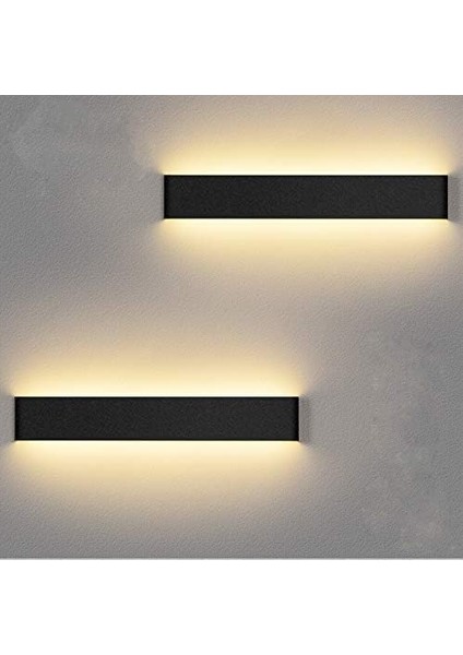 LED Iç Mekan Duvar Lambası 2*12W Siyah Duvar Lambası Sıcak Beyaz 3000K Modern Yatak Odası Oturma Odası Merdiven Koridor Banyo Için (Yurt Dışından)