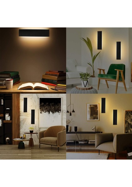 LED Iç Mekan Duvar Lambası 2*12W Siyah Duvar Lambası Sıcak Beyaz 3000K Modern Yatak Odası Oturma Odası Merdiven Koridor Banyo Için (Yurt Dışından) indirimleri
