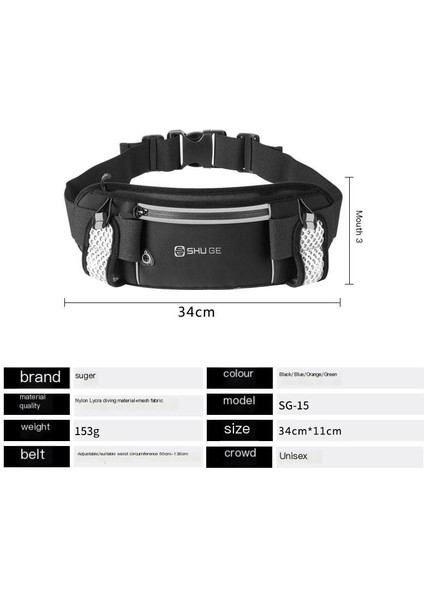 Yeni Açık Spor Çift Su Şişesi Bel Çantası Çok Fonksiyonlu Likra Dalış Malzemesi Su Şişesi Cep Telefonu Çantası ile Çalışan Bel Çantası (Yurt Dışından)