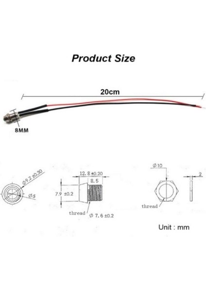 10 Adet 12V LED Direksiyon Araç Gösterge Işıkları (Beş Renk) (Yurt Dışından)