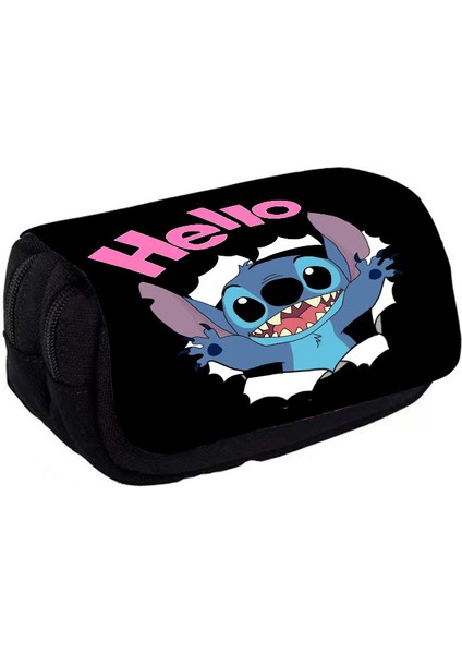 Çocuklar Için Stitch Çift Katmanlı Kalem Kutusu Kırtasiye Çantası (Yurt Dışından)