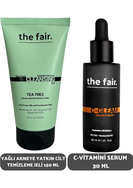 The Fair the fair. Yağlı Akneye Yatkın Cilt Temizleme Jeli 150 ml ve C Vitamini Serum Seti 30 ml