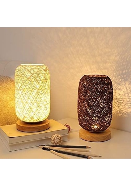 Modern Bambu ve Rattan Başucu Lambası - Ahşap Tabanlı Modern Yaratıcı Masa Lambası - Kişiselleştirilmiş Dekorasyon - Kısılabilir LED Lamba - Oturma Odası Için Başucu Lambası (Yurt Dışından) indirimleri