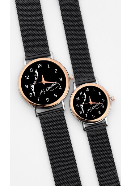 Çift Saatleri Sevgili Saatleri Atatürk Silueti ve Imzası Bay Bayan Sevgililer Günü Hediyesi