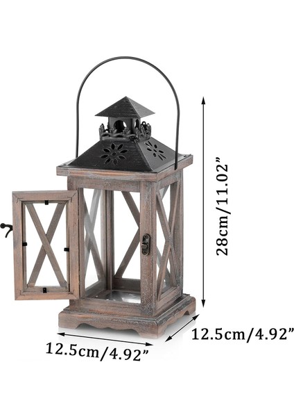 Fener Mumluk Vintage Fener Ahşap Metal Dekoratif Fener Tutucu Açık Rustik Düğün Centerpiece Asılı Fener Çiftlik Evi Kapalı Açık Fener Dekor 28 cm (Yurt Dışından) fiyatları