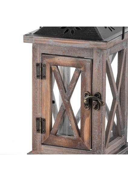 Fener Mumluk Vintage Fener Ahşap Metal Dekoratif Fener Tutucu Açık Rustik Düğün Centerpiece Asılı Fener Çiftlik Evi Kapalı Açık Fener Dekor 28 cm (Yurt Dışından) fırsatları