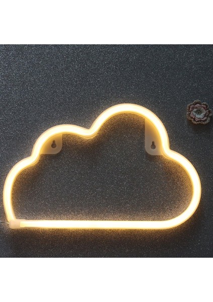 LED Neon Tabelalar Bulut Duvar Dekoratif Gece Lambası Yatak Odası Kızların Çocuk Odası Ev Dekoru Neon Işık Akülü ve USB Fişi (Necld) (Yurt Dışından) fırsatları