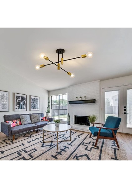 Retro Tavan Işık E26 Endüstriyel Tavan Lambası 70 cm Çap Yatak Odası Mutfak Koridor Modern Sarkıt 4 Ampuller (Ampul Dahil Değildir) (Yurt Dışından) modelleri