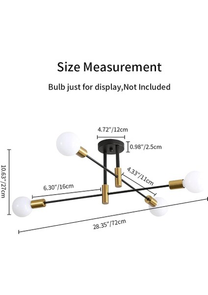 Retro Tavan Işık E26 Endüstriyel Tavan Lambası 70 cm Çap Yatak Odası Mutfak Koridor Modern Sarkıt 4 Ampuller (Ampul Dahil Değildir) (Yurt Dışından) indirimleri
