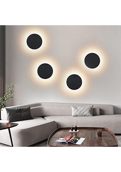 Yuvarlak Iç Mekan Duvar Lambası Endüstriyel Duvar Aplik LED 7W 3000K Sıcak Beyaz Duvar Lambası Çatı Katı Koridor Veya Yatak Odası Için Ideal, 85/265V (Siyah) (Yurt Dışından)