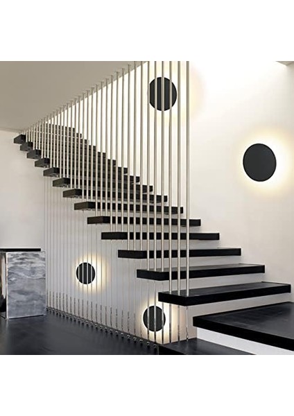 Yuvarlak Iç Mekan Duvar Lambası Endüstriyel Duvar Aplik LED 7W 3000K Sıcak Beyaz Duvar Lambası Çatı Katı Koridor Veya Yatak Odası Için Ideal, 85/265V (Siyah) (Yurt Dışından) indirimleri