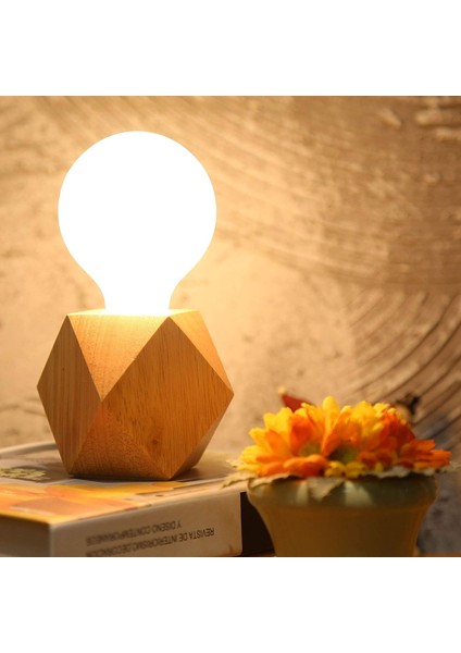 2 Parça Küçük Masa Lambası Başucu Lambası, Elmas Ahşap Tabanlı Başucu Lambası, E27 60W Yatak Odası, Oturma Odası Veya Ofis Için Mükemmel (Ampul Olmadan) (Yurt Dışından)