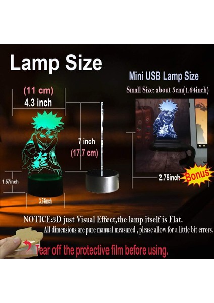Gece Lambası Anime Figürleri LED Kısılabilir 3D USB Uzaktan Kumanda Dokunmatik 7 Renk Lav Lambası Noel Hatıra Erkek Kız Çocuk Bebek Oyuncakları (Yurt Dışından) modelleri