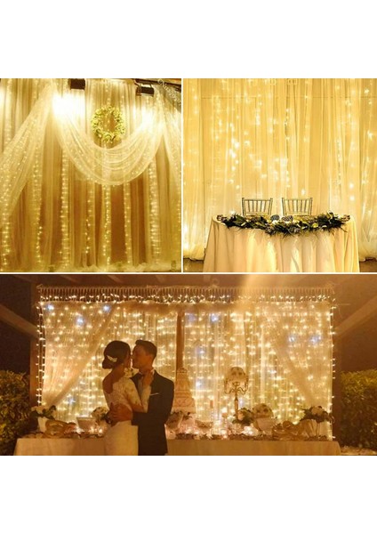 Perde Işıkları - 300 LED 3m*3m Perde Işığı Çelenk 8 Mod Su Geçirmez USB ve Uzaktan Kumanda Yatak Odası Için Iç Mekan Dış Mekan Işık Perdesi Dekorasyonu Noel Düğün Pencere (Yurt Dışından) fırsatları