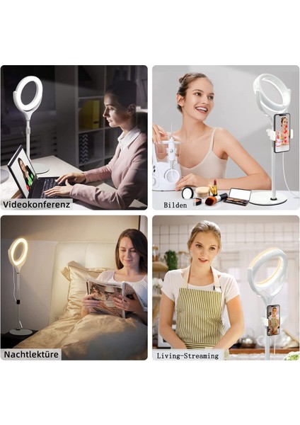 Halka Işık Dizüstü Bilgisayar Video Konferans Işığı, Tripodlu LED Halka Işık ve Cep Telefonları ve Web Kameraları Için Cep Telefonu Tutucu, (Yurt Dışından) indirimleri
