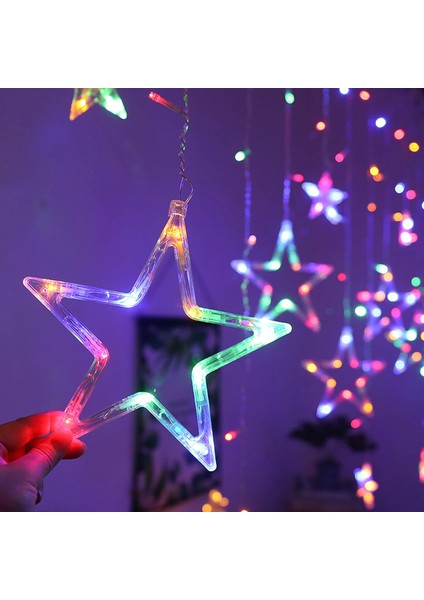 Yıldız LED Perde Işıkları, LED Top Dize Işıklar, 12 Led, Perde Işıkları, 8 Mod, Noel Ev Dekorasyonu, Yatak Odası, (Çok Renkli Fiş) (Yurt Dışından)