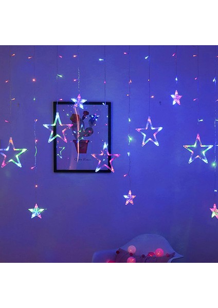 Yıldız LED Perde Işıkları, LED Top Dize Işıklar, 12 Led, Perde Işıkları, 8 Mod, Noel Ev Dekorasyonu, Yatak Odası, (Çok Renkli Fiş) (Yurt Dışından) fiyatları