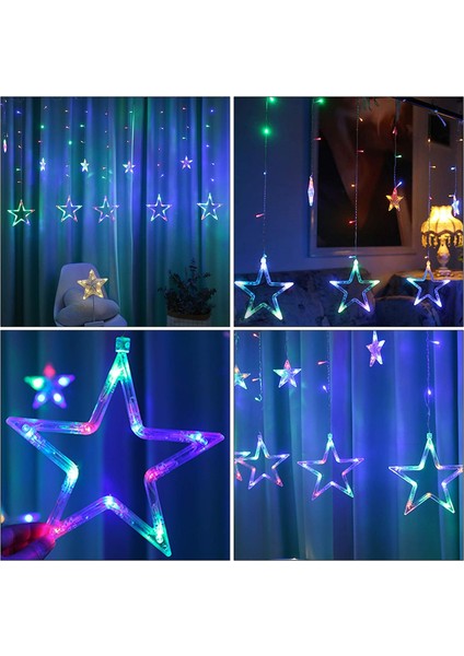 Yıldız LED Perde Işıkları, LED Top Dize Işıklar, 12 Led, Perde Işıkları, 8 Mod, Noel Ev Dekorasyonu, Yatak Odası, (Çok Renkli Fiş) (Yurt Dışından) fırsatları