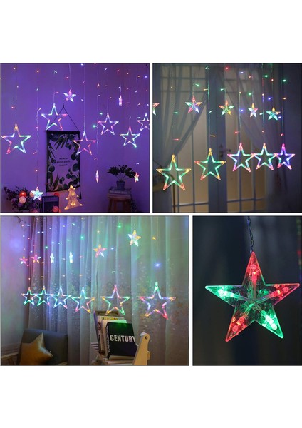 Yıldız LED Perde Işıkları, LED Top Dize Işıklar, 12 Led, Perde Işıkları, 8 Mod, Noel Ev Dekorasyonu, Yatak Odası, (Çok Renkli Fiş) (Yurt Dışından) indirimleri