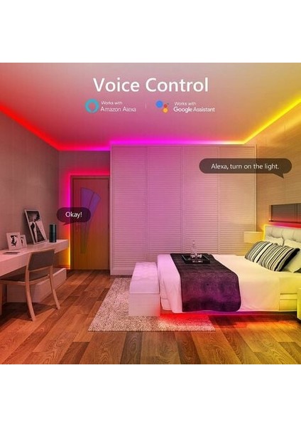 5m LED Şerit Dreamcolor, Akıllı LED Şerit Rgb LED Şerit Alexa Google Home ile Uyumlu Parti Için Uygulama Kontrolü Ev Mutfak Bar Için Noel Dekoru (Yurt Dışından) modelleri