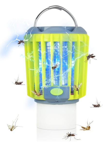 Böcek Öldürücü ve LED Kamp Feneri ve El Feneri 3'ü 1 Arada, Su Geçirmez Şarj Edilebilir Sivrisinek Öldürücü, Dış Mekanlar Için Taşınabilir Kompakt Kamp Ekipmanı (Yurt Dışından)