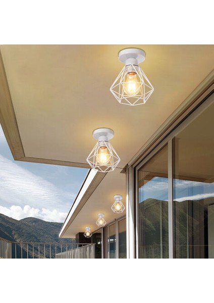 Sıhırlı 3 Adet Elmas Kafes Tavan Işık E27 16 cm Beyaz Retro Endüstriyel Avize Sarkıt Koridor Merdiven Yatak Odası Için (Yurt Dışından) fiyatları