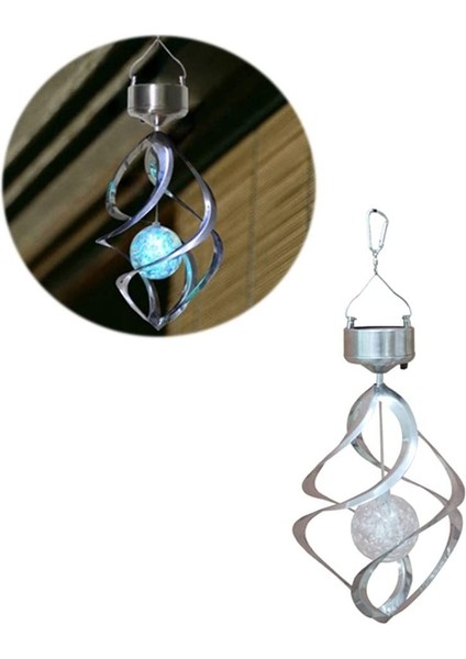 Güneş Rüzgar Ahenge LED Rüzgar Ahenge Aydınlatma Açık Bahçe Yard Parti Dekor Için Asılı Lamba Renk Değiştirme (Gümüş) (Yurt Dışından)