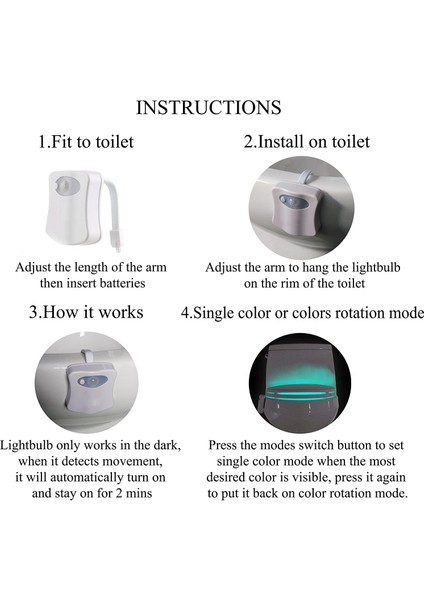 3er-Pack Toiletten-Nachtlichtsensor Pır-Bewegungssensor Farbwechselbeleuchtung Wasserdichtes 8-Farben-Led-Kinder-Wc-Nachtlicht (Yurt Dışından) fırsatları