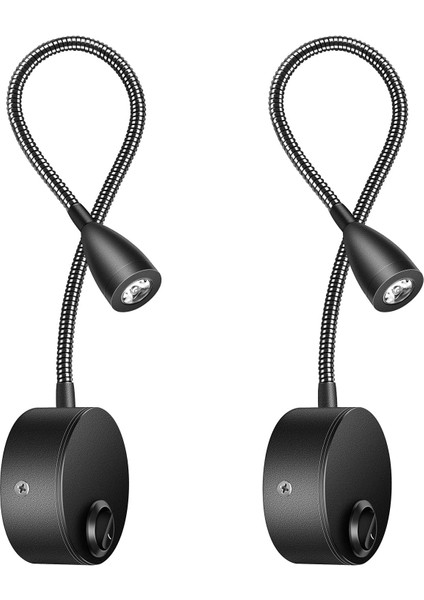 Duvara Monte Başucu Lambası 2 Paket Işıkları Duvar Lambası LED Okuma Işığı Gooseneck Işık 3W, 3000K Sıcak Beyaz Okuma Lambası (Yurt Dışından)