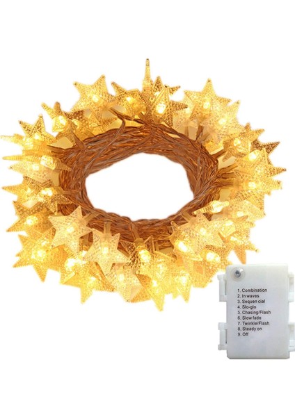 Yıldız Dize, 6m 40 LED Pil Güç Kaynağı Dize, Sevgililer Günü Dekorasyon Flaş, Noel Düğün, Doğum Günü Partisi Yatak Odası, Iç ve Dış Mekan Kullanımı (Yurt Dışından)