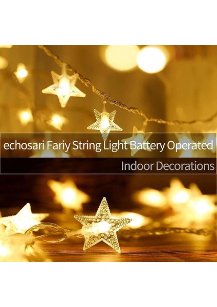 Yıldız Dize, 6m 40 LED Pil Güç Kaynağı Dize, Sevgililer Günü Dekorasyon Flaş, Noel Düğün, Doğum Günü Partisi Yatak Odası, Iç ve Dış Mekan Kullanımı (Yurt Dışından) modelleri