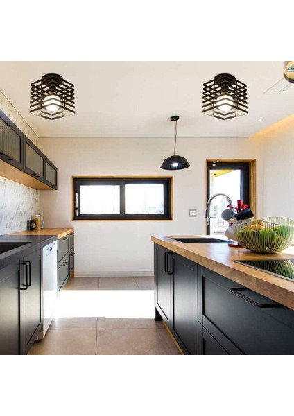 Endüstriyel Tavan Işık Kafes Avize Metal Demir Kolye Aydınlatma Armatürü Yatak Odası Mutfak Koridor Için, Siyah (Yurt Dışından) modelleri