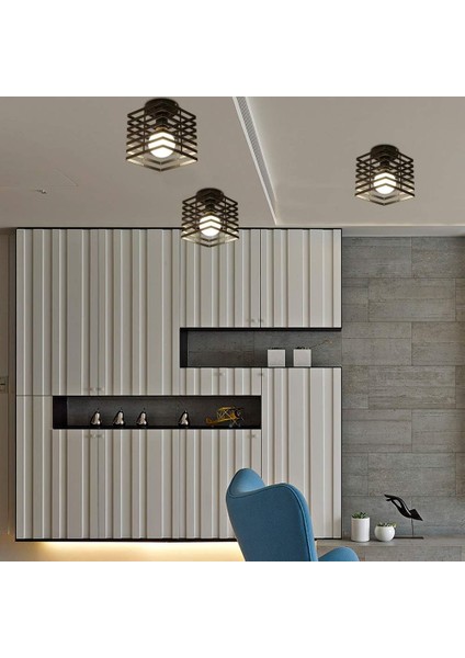 Endüstriyel Tavan Işık Kafes Avize Metal Demir Kolye Aydınlatma Armatürü Yatak Odası Mutfak Koridor Için, Siyah (Yurt Dışından) fırsatları