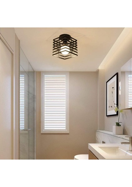 Endüstriyel Tavan Işık Kafes Avize Metal Demir Kolye Aydınlatma Armatürü Yatak Odası Mutfak Koridor Için, Siyah (Yurt Dışından) indirimleri