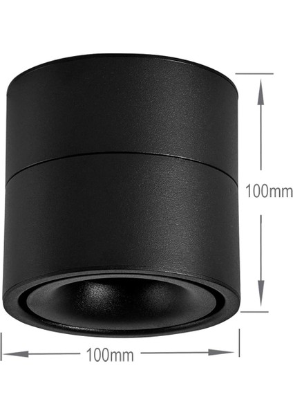 10W LED Tavan Spot Lambası, Işık Gövde Açısı Ayarlanabilir, Spot 10X10X10CM (SIYAH-3000K) (Yurt Dışından) fırsatları