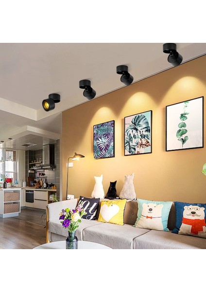 10W LED Tavan Spot Lambası, Işık Gövde Açısı Ayarlanabilir, Spot 10X10X10CM (SIYAH-3000K) (Yurt Dışından) indirimleri