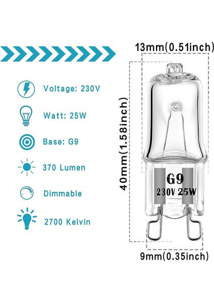 Fırın Için 4'lü G9 Halojen Ampul Seti 25W 230V 300°C Tolerans Ampulü, G9 LED Ampul (Yurt Dışından) fiyatları