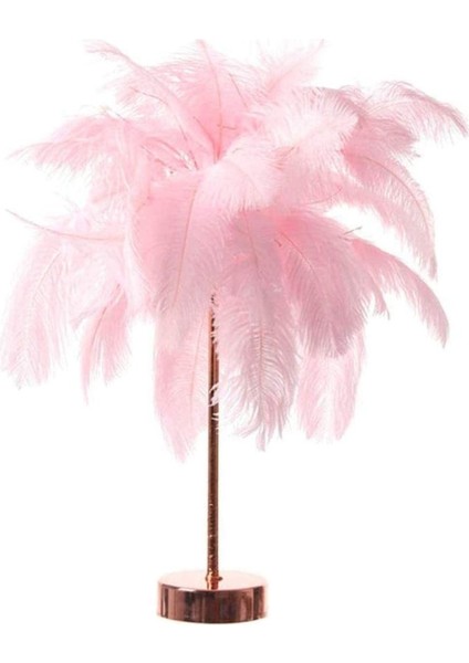 Çağdaş ve Benzersiz Büyük Pembe Gerçek Tüy Desenli Tüy Gölge Işığı (Yurt Dışından)
