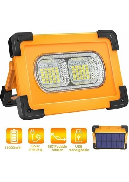 Şarj Edilebilir LED Spot Işığı Çalışma Işığı 80 W 4000 Lümen Güneş Pannea ile Taşınabilir Projektör 4 Modları Kamp Için 11000 Mah Pil ile Süper Parlak Çalışma Işığı, Dıy (Yurt Dışından)