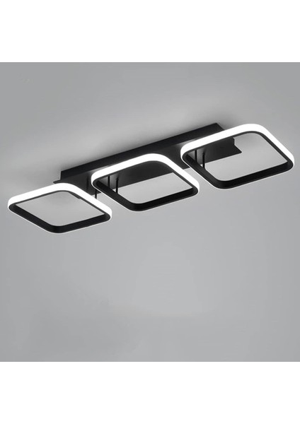 LED Tavan Lambası 3 Dikdörtgen Modern Iskandinav Tarzı Stereoskopik Siyah Beyaz Tavan Lambası Koridor Yatak Odası Oturma Odası Ofis Yemek Odası Soğuk Beyaz Işık 33W (Siyah) (Yurt Dışından)