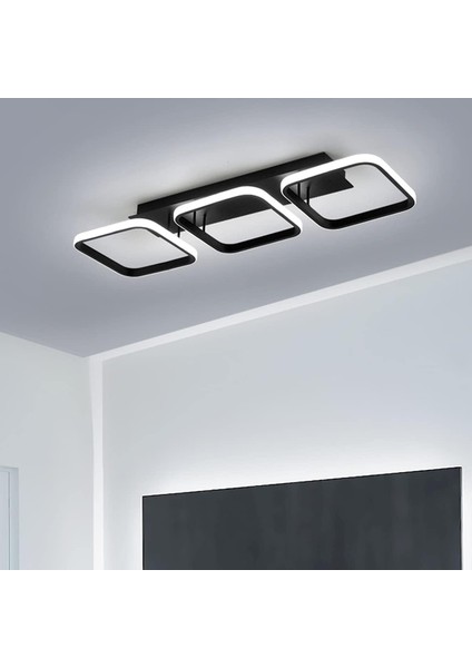 LED Tavan Lambası 3 Dikdörtgen Modern Iskandinav Tarzı Stereoskopik Siyah Beyaz Tavan Lambası Koridor Yatak Odası Oturma Odası Ofis Yemek Odası Soğuk Beyaz Işık 33W (Siyah) (Yurt Dışından) fiyatları